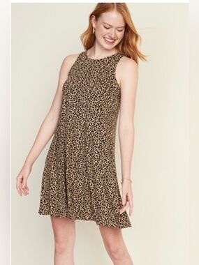 Old Navy Leopard Print Sleeveless Midi Dress in Brown and Black